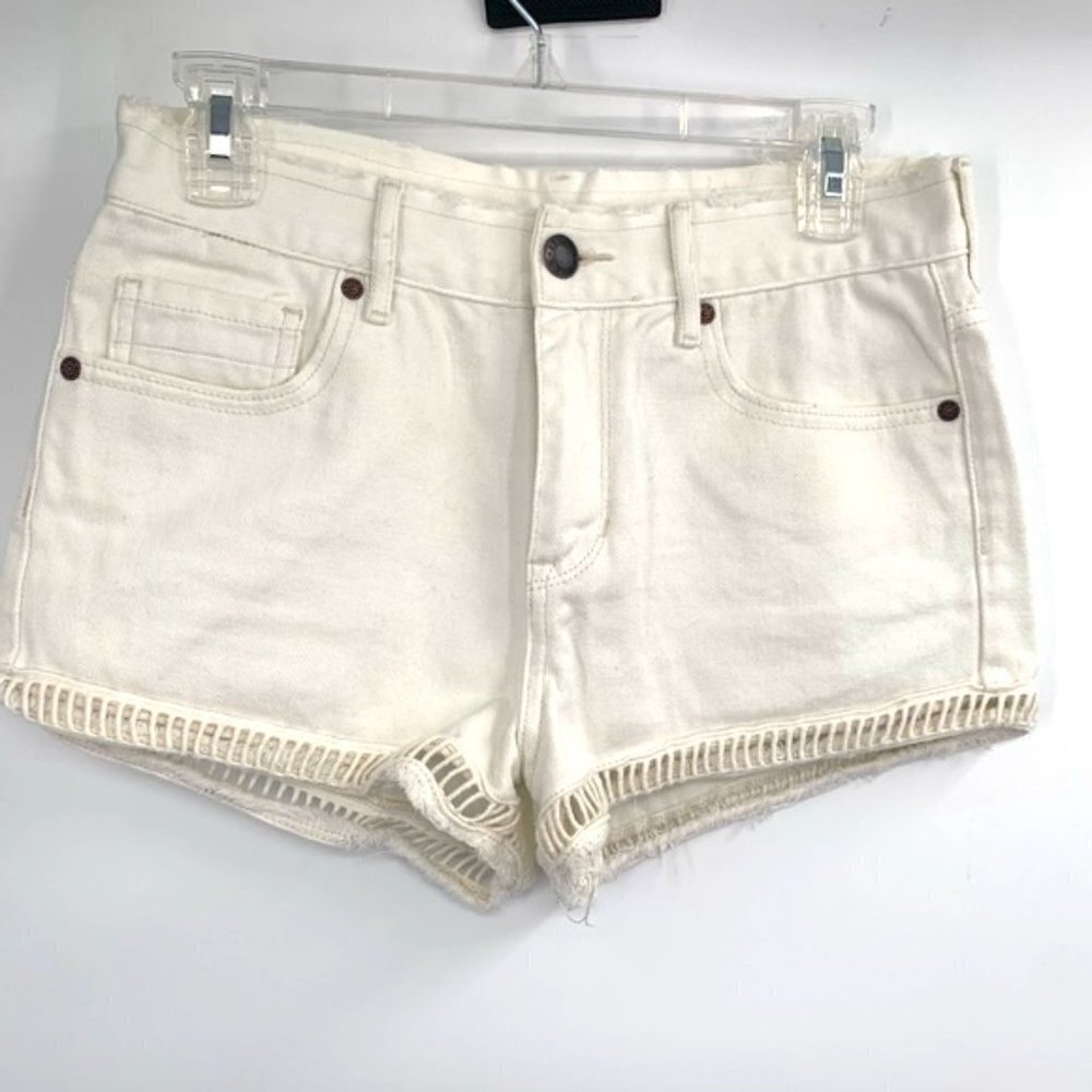 KENDALL & KYLIE White Denim Jean Shorts LadderTrim